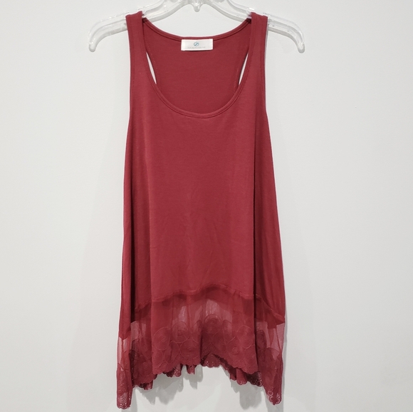 Infinity Raine Tops - NWOT Infinity Raine lace-trim tunic tank top